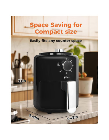 Freidora de Aire Bear 2.1 QT Compacta con Control de Temperatura