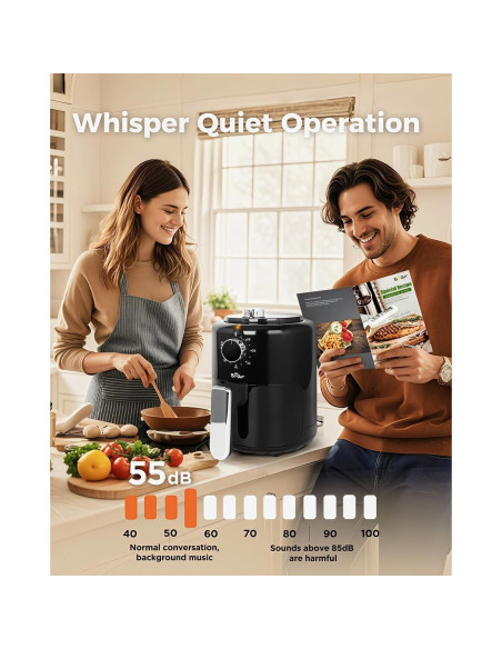 Freidora de Aire Bear 2.1 QT Compacta con Control de Temperatura