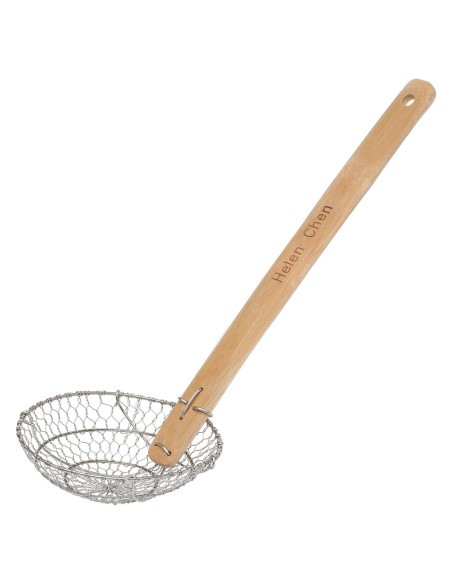 Colador Araña Acero Inoxidable Helen 17,78 cm Mango Bambú