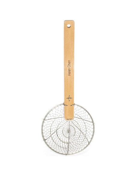 Colador Araña Acero Inoxidable Helen 17,78 cm Mango Bambú