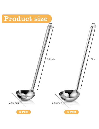 Juego de 6 cucharones de acero inoxidable Aiofaervy 25,4 cm