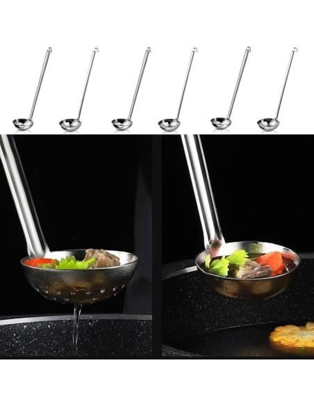 Juego de 6 cucharones de acero inoxidable Aiofaervy 25,4 cm Juego de 6 cucharones de acero inoxidable Aiofaervy 25,4 cm