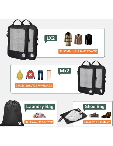 Juego de 6 Cubos de Compresión Samfolk para Viajes