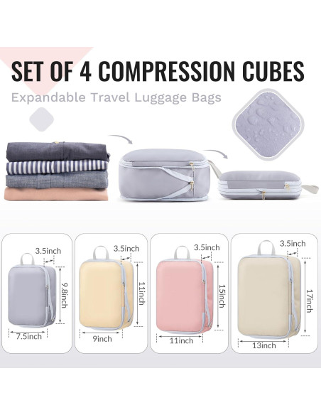 Paquete de 4 Cubos de Compresión Clysee para Maletas