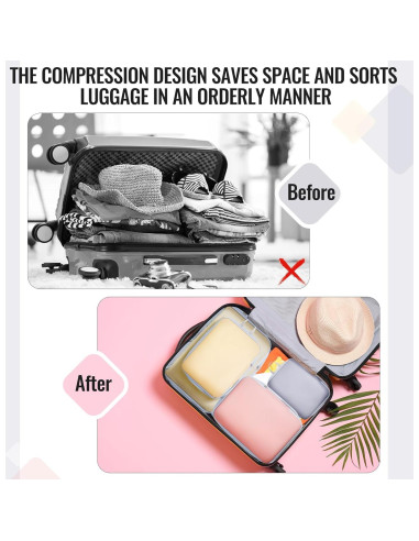 Paquete de 4 Cubos de Compresión Clysee para Maletas