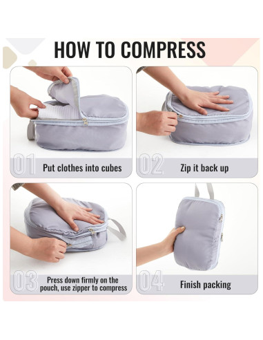 Paquete de 4 Cubos de Compresión Clysee para Maletas