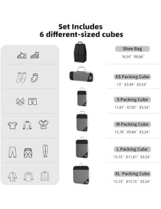 Set de 6 Cubos de Compresión para Empacar Viajes 2