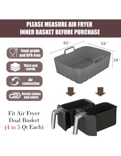 Forros de Silicona Rectangulares 2 Pcs para Freidora 8-10 Qt 2