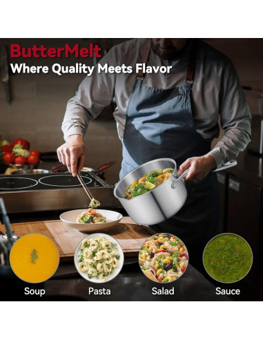Cacerola de Acero Inoxidable Buttermelt 1.5L con Vaporera