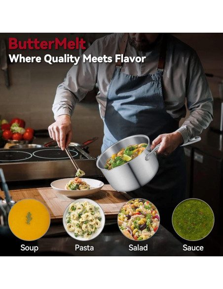 Cacerola de Acero Inoxidable Buttermelt 1.5L con Vaporera