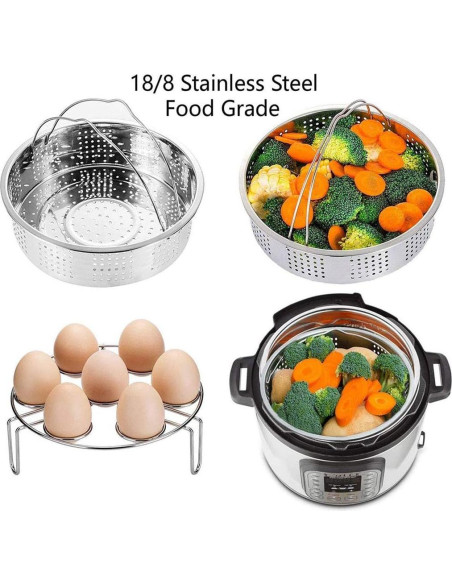 Juego de Cestas de Vapor OYSIR + Soporte para Huevos + Molde 18 cm