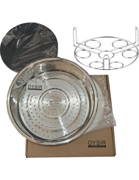 Juego de Cestas de Vapor OYSIR + Soporte para Huevos + Molde 18 cm