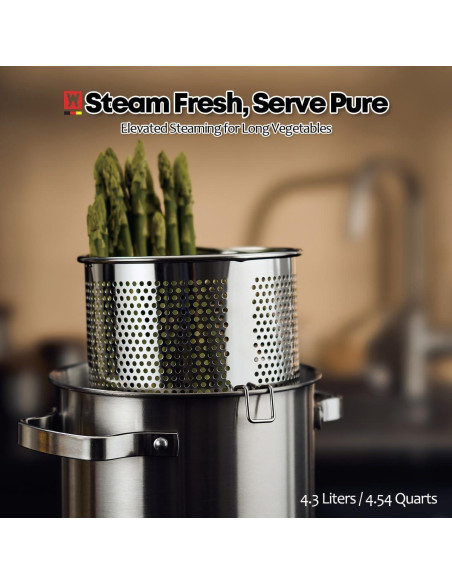 Olla de vapor de acero inoxidable BOTEM 4.3L con cesta