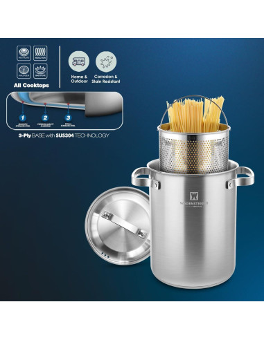 Olla de vapor de acero inoxidable BOTEM 4.3L con cesta