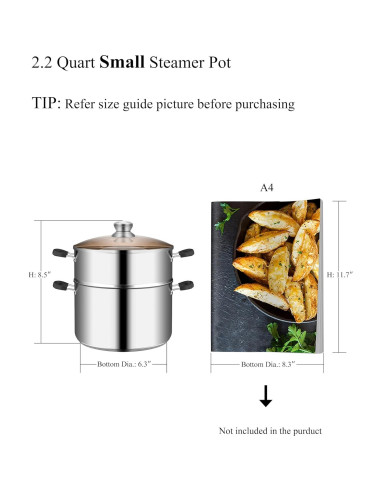 Olla de Vapor VENTION 2.1 QT Acero Inoxidable 18 cm