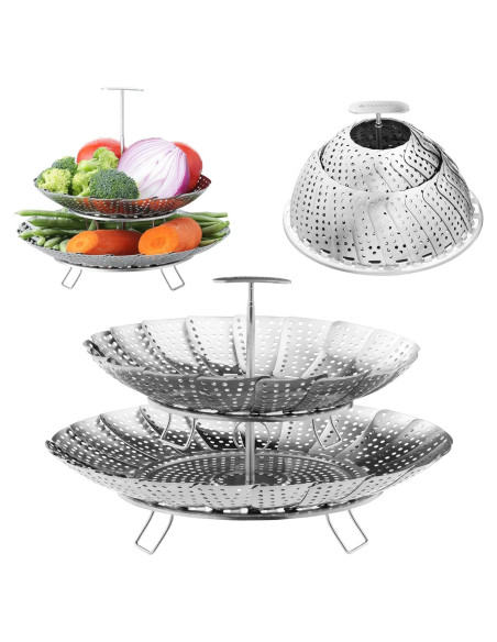 Cesta de Vapor de Verduras Navaris 2 Niveles Acero Inoxidable