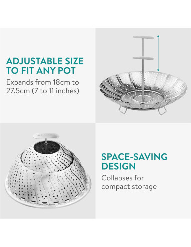 Cesta de Vapor de Verduras Navaris 2 Niveles Acero Inoxidable