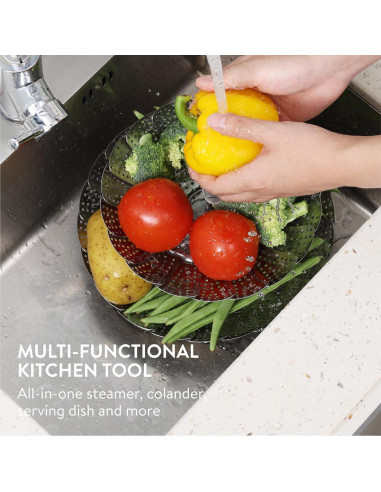 Cesta de Vapor de Verduras Navaris 2 Niveles Acero Inoxidable