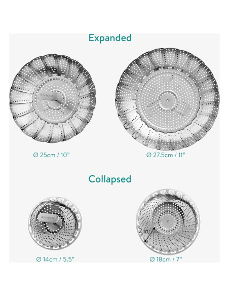 Cesta de Vapor de Verduras Navaris 2 Niveles Acero Inoxidable