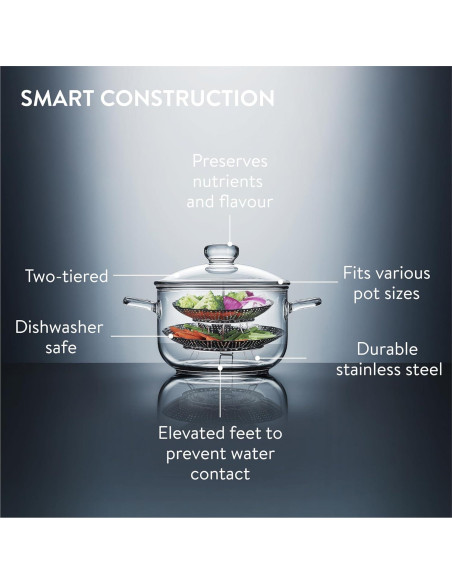 Cesta de Vapor de Verduras Navaris 2 Niveles Acero Inoxidable