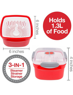 Vaporera de Microondas Buena Cocina 3 Piezas 1.3L Libre BPA 2