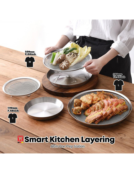 Juego de bandejas de malla WAGENSTEIGER 19 cm acero inoxidable