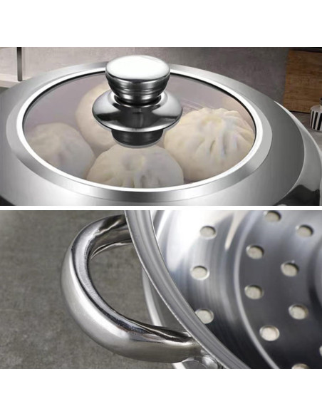 Olla de vapor acero inoxidable JMTEEA 27,94 cm 2 niveles