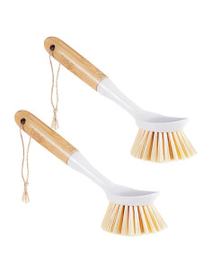 Cepillo de Cocina TEZZ con Raspador - 2 Unidades de Bambú