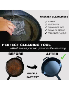 Estropajo de Cadena Acero Inoxidable 15x15 cm para Sartenes 2