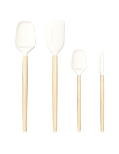 Juego de Espátulas de Silicona y Madera Lohepon 4Pcs