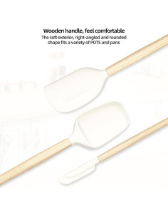 Juego de Espátulas de Silicona y Madera Lohepon 4Pcs 2