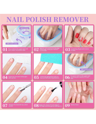 Kit Tazón de Remojo para Uñas Teenitor con Aceite y Herramientas