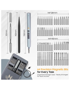 Mini Destornillador Eléctrico Genérico 66 en 1 Recargable con LED 2