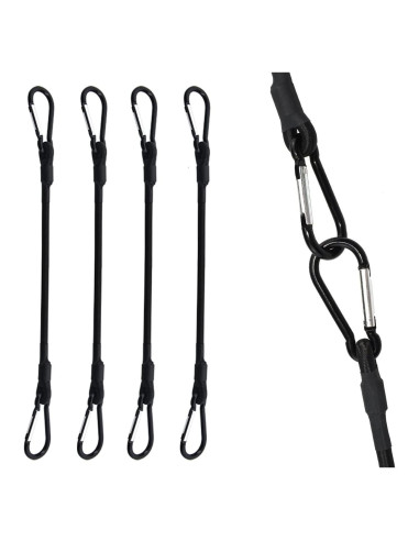 Cuerda Bungee SDTC Tech 60 cm con Ganchos Carabiner - 4 Unidades