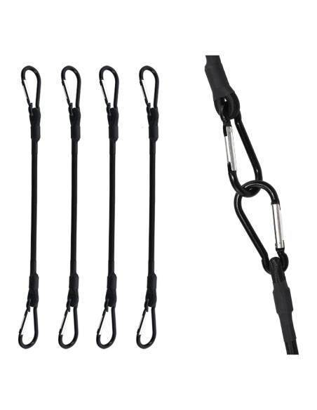 Cuerda Bungee SDTC Tech 60 cm con Ganchos Carabiner - 4 Unidades