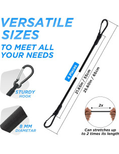 Cuerda Bungee SDTC Tech 60 cm con Ganchos Carabiner - 4 Unidades 2