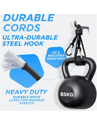 Cuerda Bungee SDTC Tech 60 cm con Ganchos Carabiner - 4 Unidades