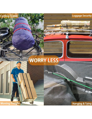 Cuerda Bungee SDTC Tech 60 cm con Ganchos Carabiner - 4 Unidades