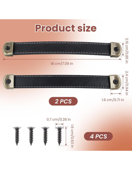 Mangos de Cuero Mabor para Cajones y Equipaje - 2 Pcs Negro