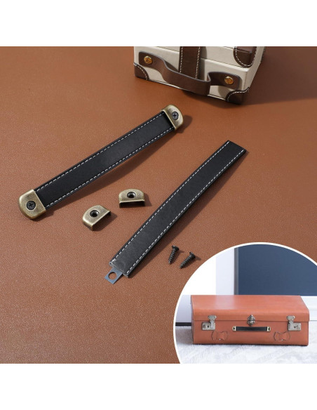 Mangos de Cuero Mabor para Cajones y Equipaje - 2 Pcs Negro