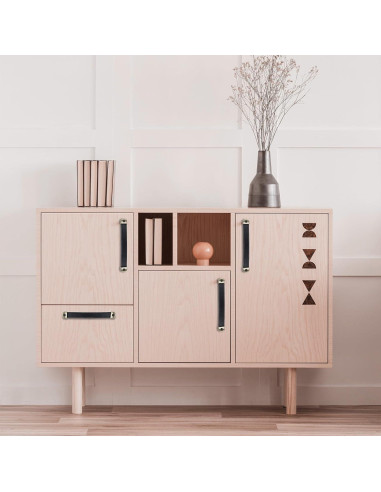 Mangos de Cuero Mabor para Cajones y Equipaje - 2 Pcs Negro