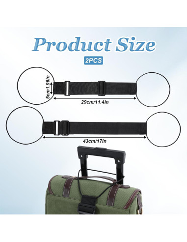 Correas de Equipaje YQQYG Ajustables 29-43 cm Nylon Negro 2 Pcs