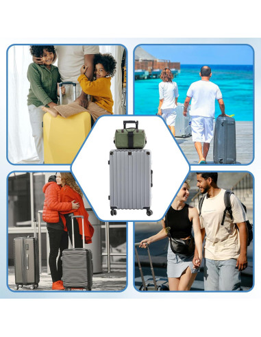 Correas de Equipaje YQQYG Ajustables 29-43 cm Nylon Negro 2 Pcs