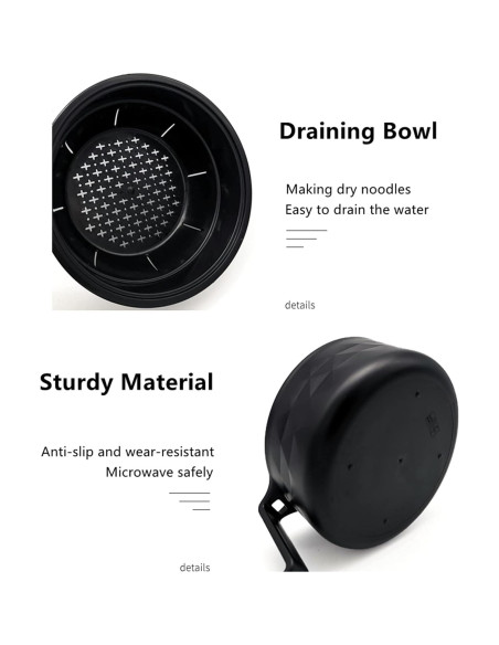 Juego de tazón para ramen Layron 1000ml con palillos - Negro