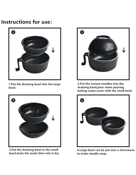 Juego de tazón para ramen Layron 1000ml con palillos - Negro