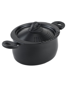 Olla de Pasta Bialetti 5.5L Antiadherente Ovalada Negra