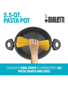 Olla de Pasta Bialetti 5.5L Antiadherente Ovalada Negra 2
