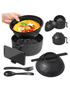Juego de Tazones de Ramen YEINLAN Negro 6 Piezas