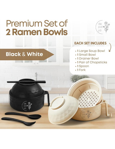 Tazón de Ramen Microondas DEPATYA con Colador y Accesorios