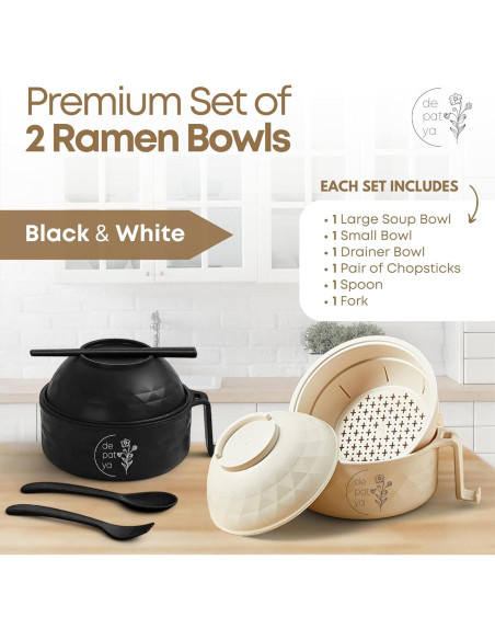 Tazón de Ramen Microondas DEPATYA con Colador y Accesorios